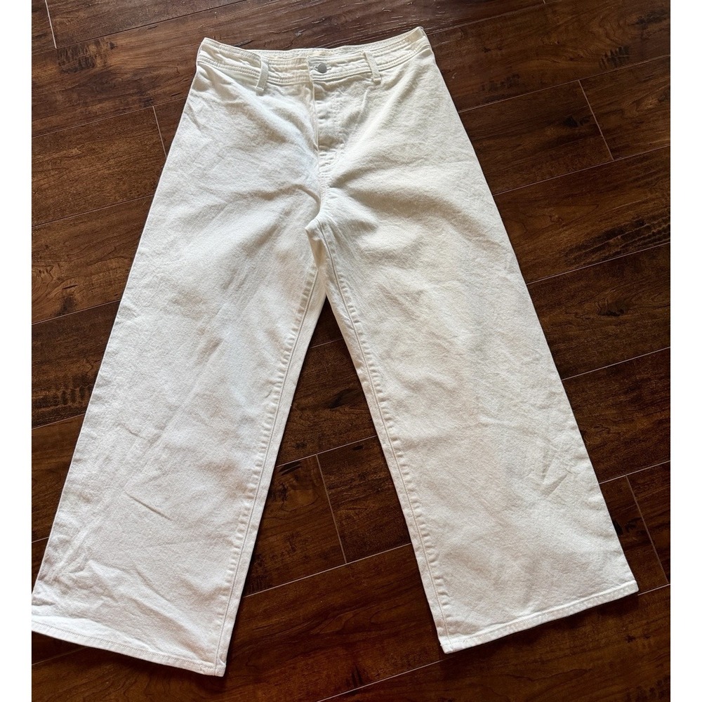 Universal Thread Sailor Wide Leg Ankle Jeans Women's 12 White High Rise 27"
